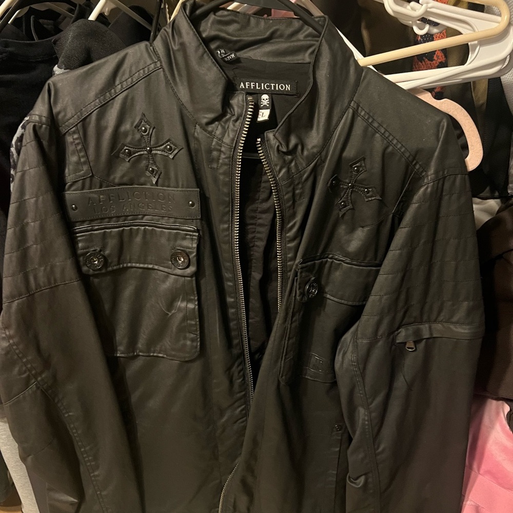 Affliction Black Military Field Jacket